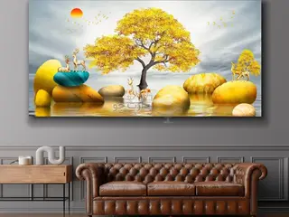 تابلو گوزن چاپ تابلوی نقاشی شاسی چاپی رنگ روغن بوم