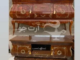 آینه کنسول و میزتیوی پایه بلند چوبی