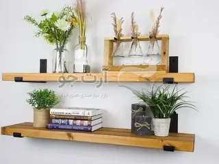 شلف دیواری چوب طبیعی مدل رویا