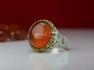 انگشتر های نقره عقیق پرتقالی یمنی